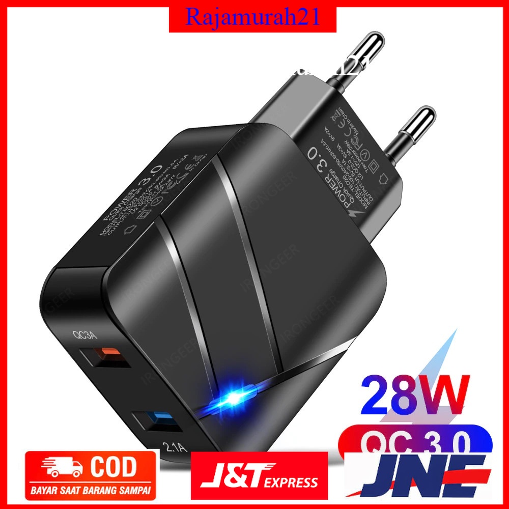 CARPRIE Charger USB Fast Charging QC 3.0 2 Port 3 A TE-Q820 - Black - 7RAD14BK