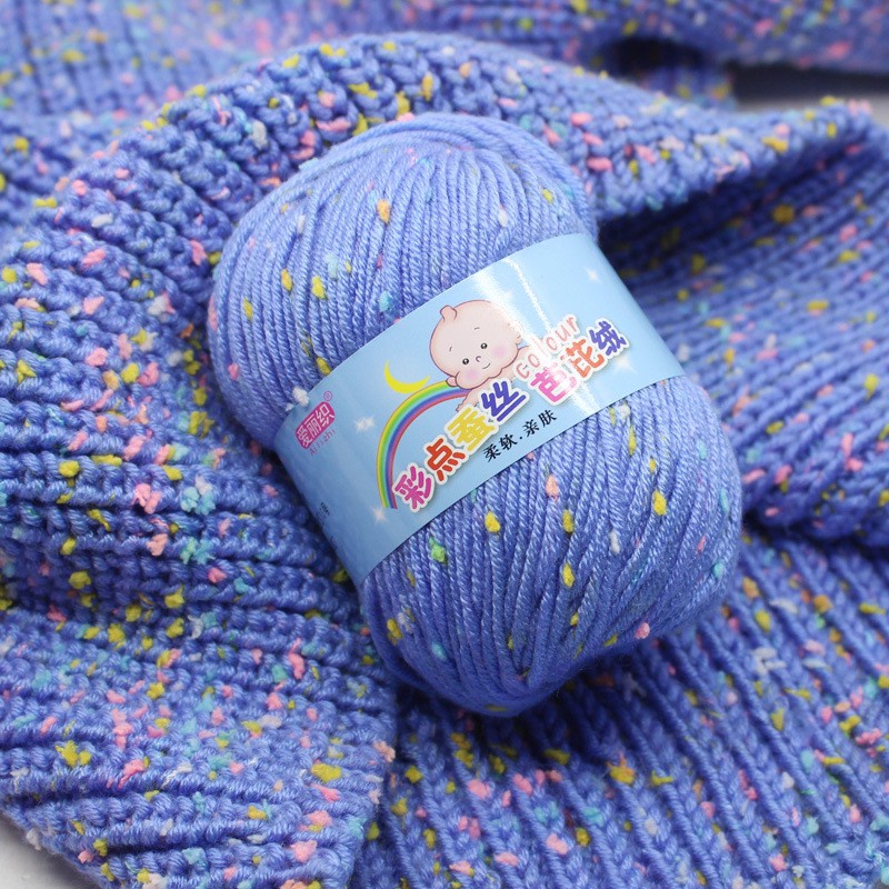 Benang rajut katun spotty/dot impor Baby Cotton Cashmere Yarn For Hand Knitting Crochet Worsted Wool Thread 7 ply 50g