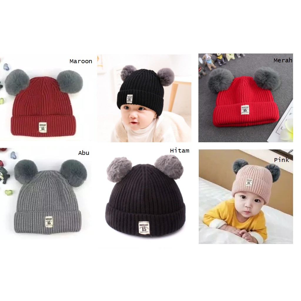 Topi Kupluk Bayi / Topi Kupluk Anak Rajut Warna Trendy