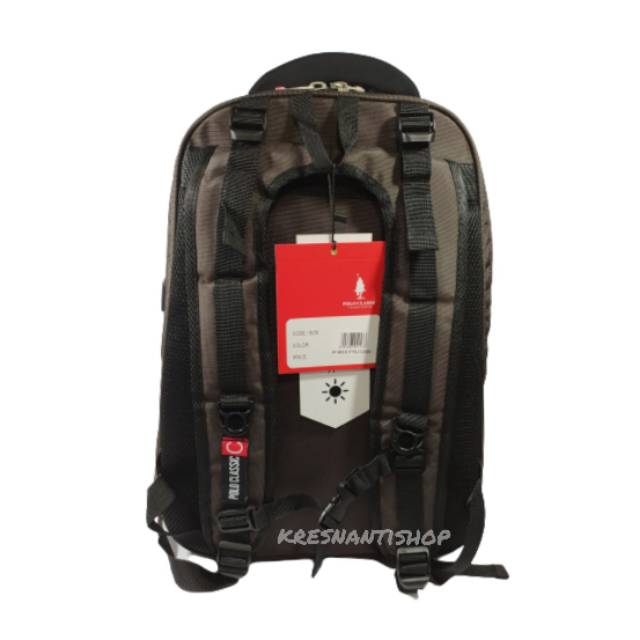 Tas ransel laptop pria polo classic 18 inch USB port