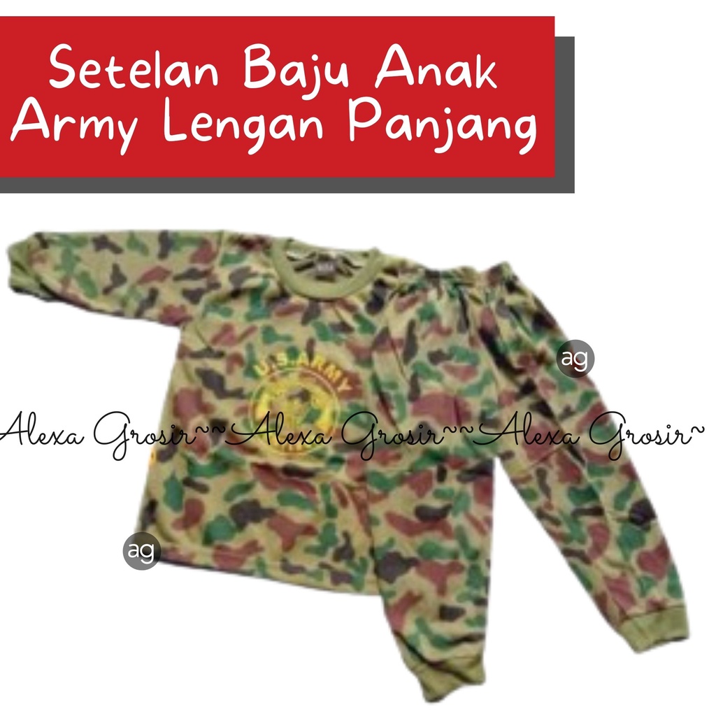 Setelan baju army panjang/baju doreng anak/baju army baju abri/baju tentara anak/baju tidur army