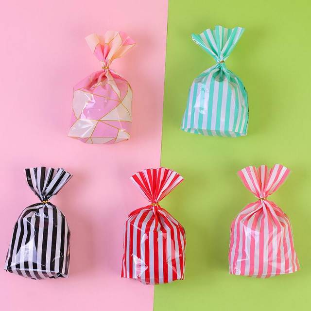 Plastik packing cookies kemasan Snack lucu cookies line/ garis unik ( 10 pcs)