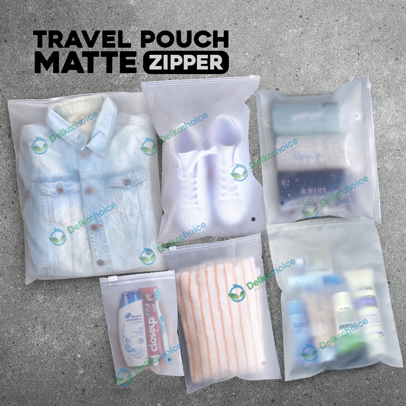 TRAVEL POUCH MATTE ZIPPER UKURAN 25 CM X 33 CM