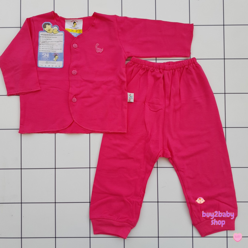 Setelan Piyama Panjang Bayi Bahan Premium Cotton BABYHAI Edisi Khusus Warna PINK 1 PCS