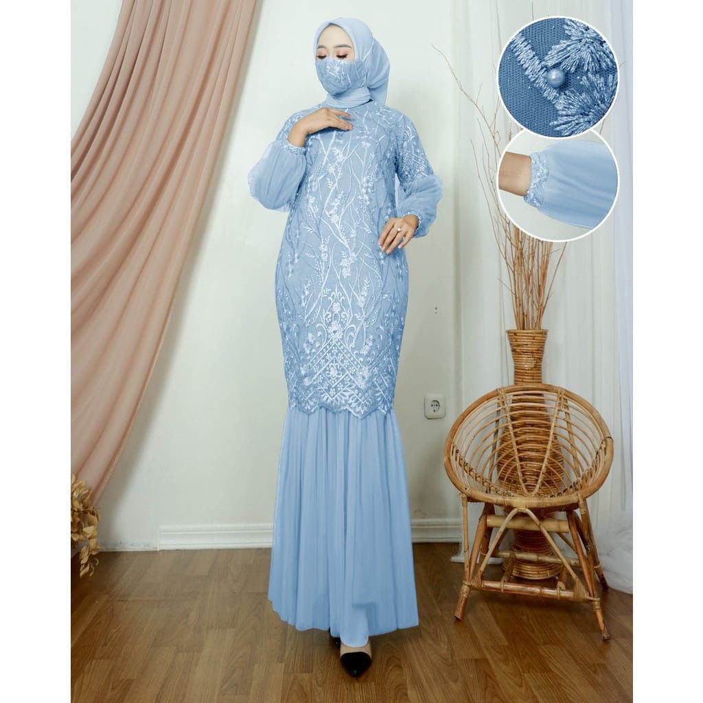 (New Product) Gamis Pesta Brukat Zalina / Dress Muslim  / Fashion Muslim / Size S-M,L,XL / Gamis Seragam Kondangan / Gamis Duyung