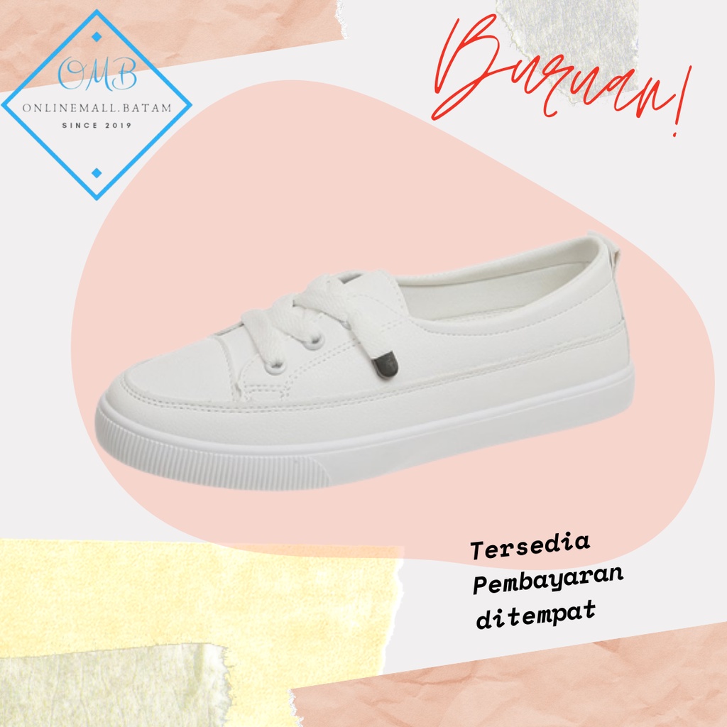 Sepatu Sneakers Kanvas Wanita Import Original warna Putih / Beige SP 229 Onlinemall-1