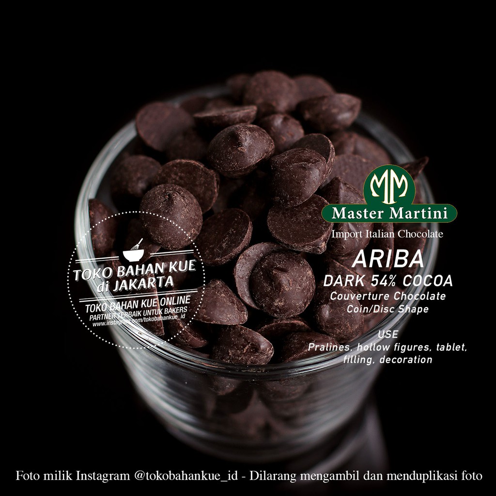 

Master Martini ARIBA 54% Dark Chocolate Couverture 250gr Coklat Coin