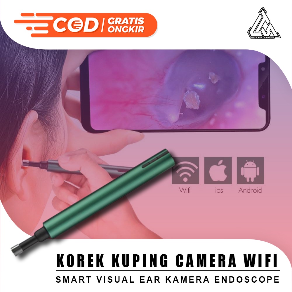 Ear Camera Endoscope For i phone Smart Visual Pembersih Telinga Korek Kuping Dengan Kamera Konek WiFi Lensa 5.5mm