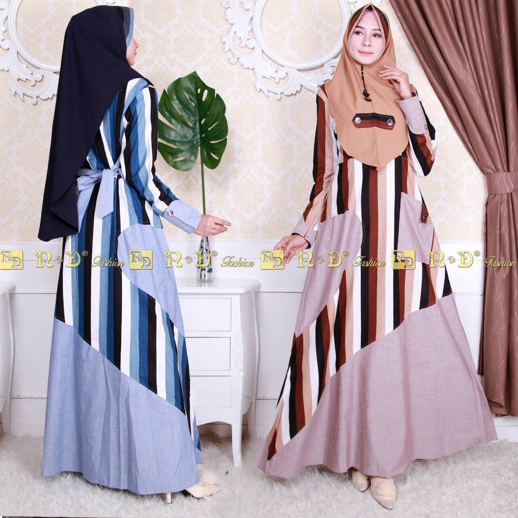 Gamis Wanita Syar'i set Hoodie bahan Linen