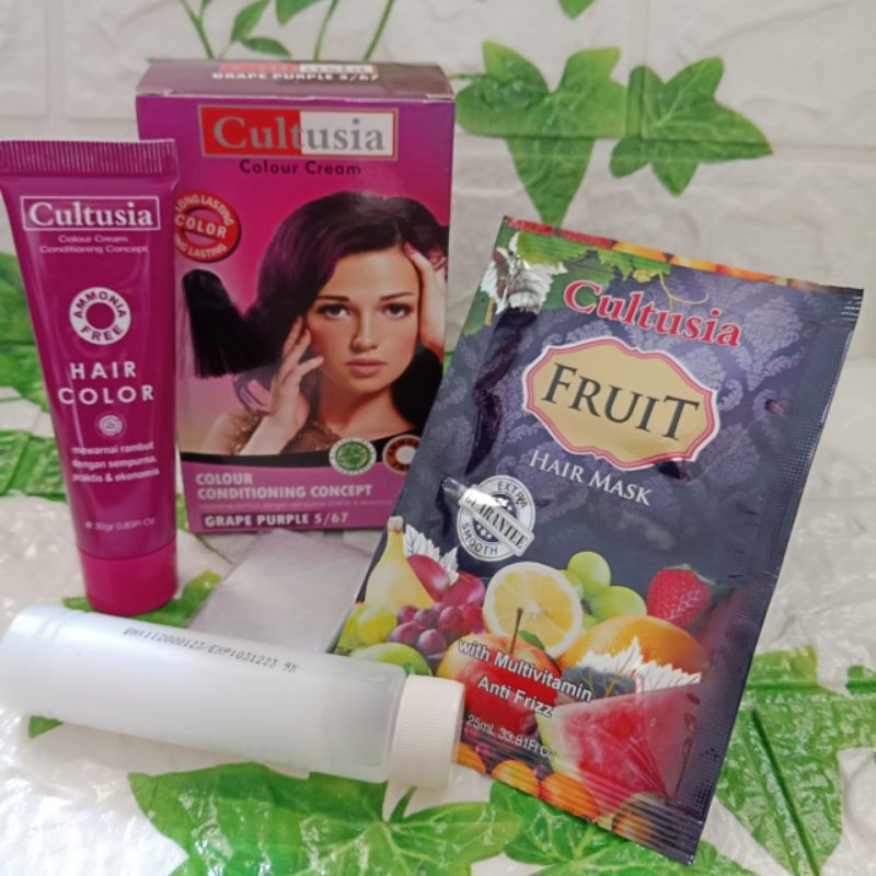 CULTUSIA COLOUR CREAM  GRAPE PURPLE 5/67 30GR CAT PEWARNA HIGHLIGHT RAMBUT UNGU