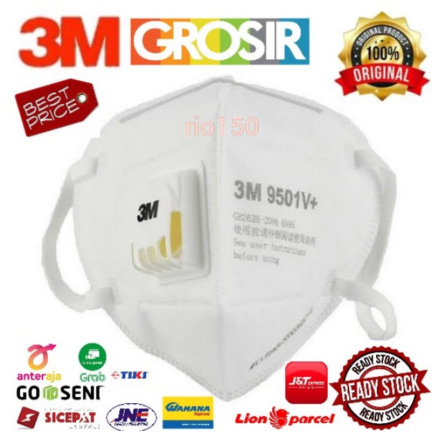 Promo!! Masker 3M N95 9501V+ KN95 (ADA FILTER) / 3M 9001V  - 3M 9105 Vflex - 3M 9551V -ORIGINAL 100%