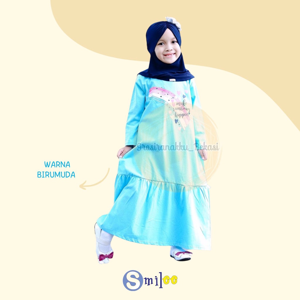 Gamis Kaos Anak Aplikasi Sablon Mix Warna Size 2-8tahun