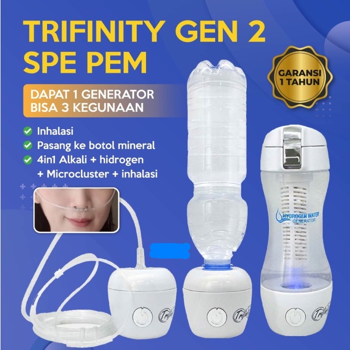 Botol hidrogen antioksidan alkali inhalasi inhaler trifinity Gen 2