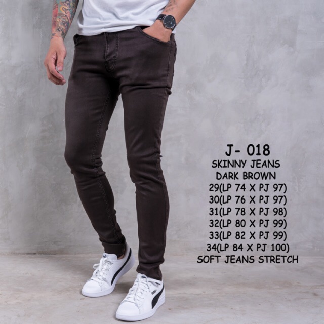 KBCollections Celana Skinny Jeans Pria Coklat Tua J018