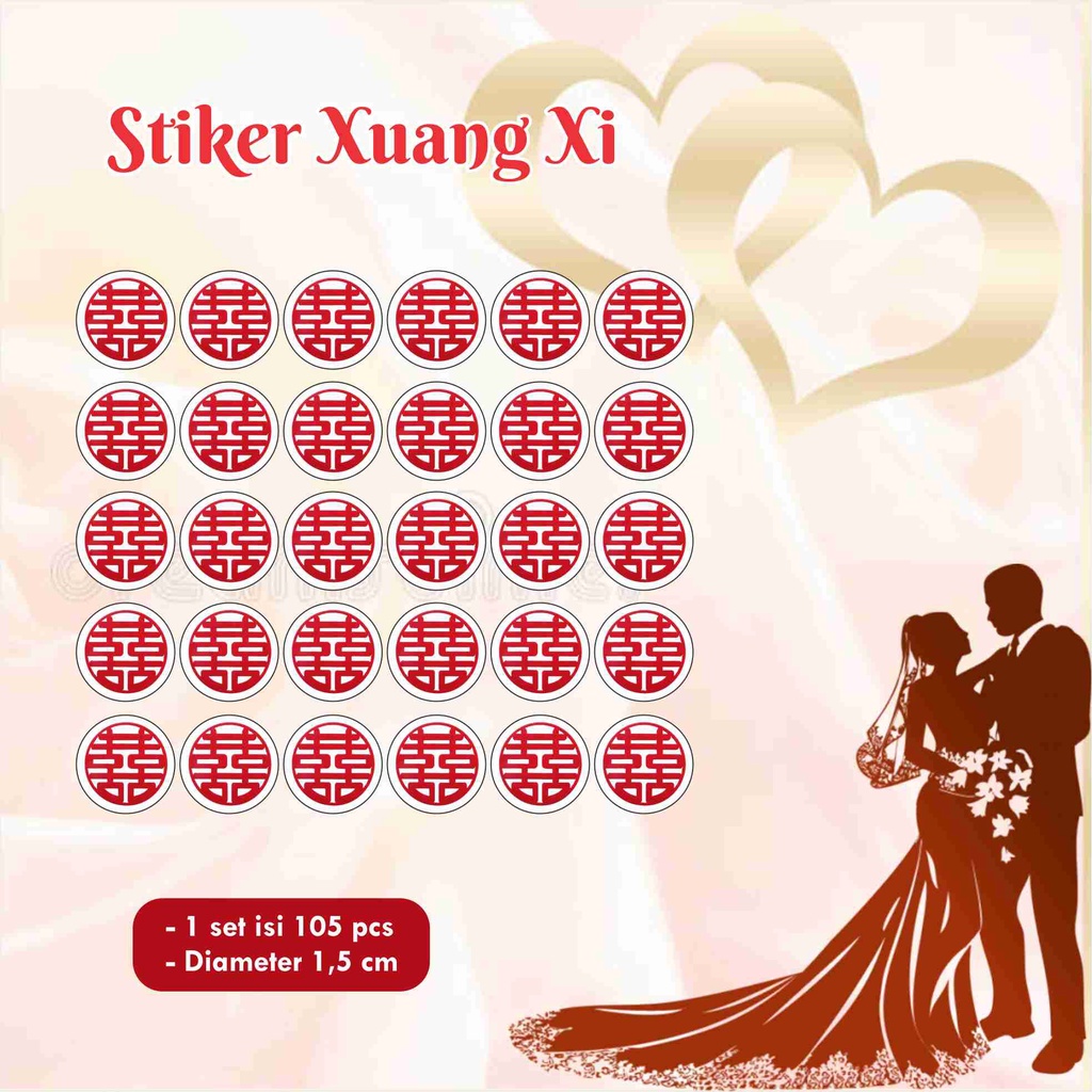 

[105 pcs] Stiker Xuang Xi kecil cromo / Stiker wedding / pernikahan / sangjit / stiker bulat
