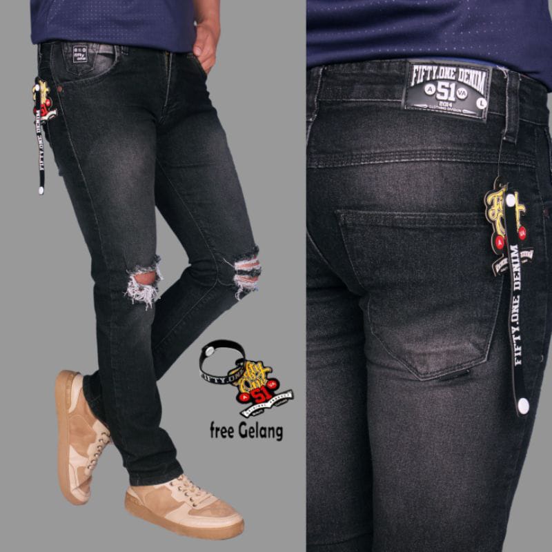 CELANA JEANS SOBEK LUTUT / CELANA JEANS PRIA KEREN / CELANA JEANS MODERN