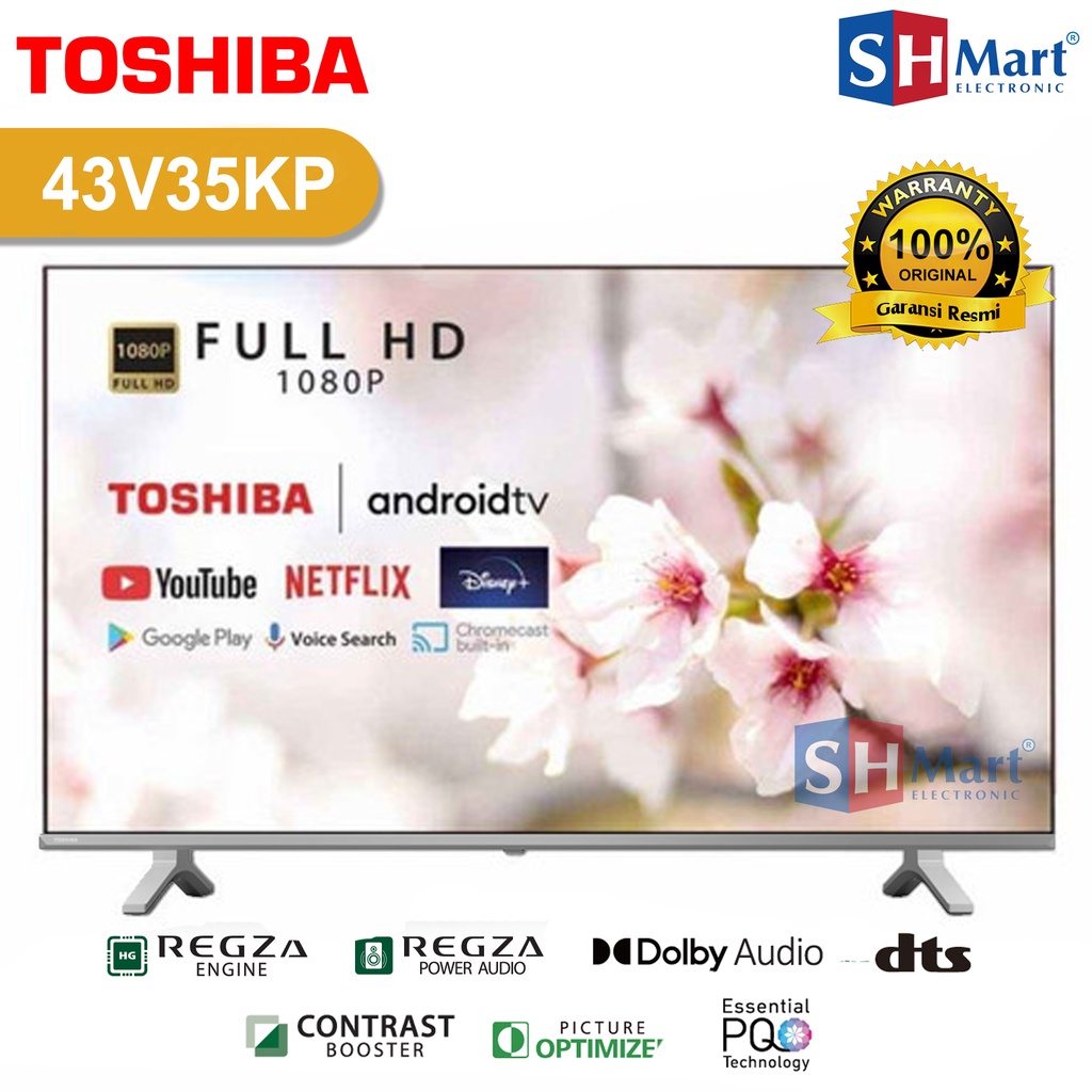 TV TOSHIBA 43 INCH 43V35KP SMART ANDROID TV DIGITAL FULL HD FREE BRACKET GARANSI RESMI (MEDAN)