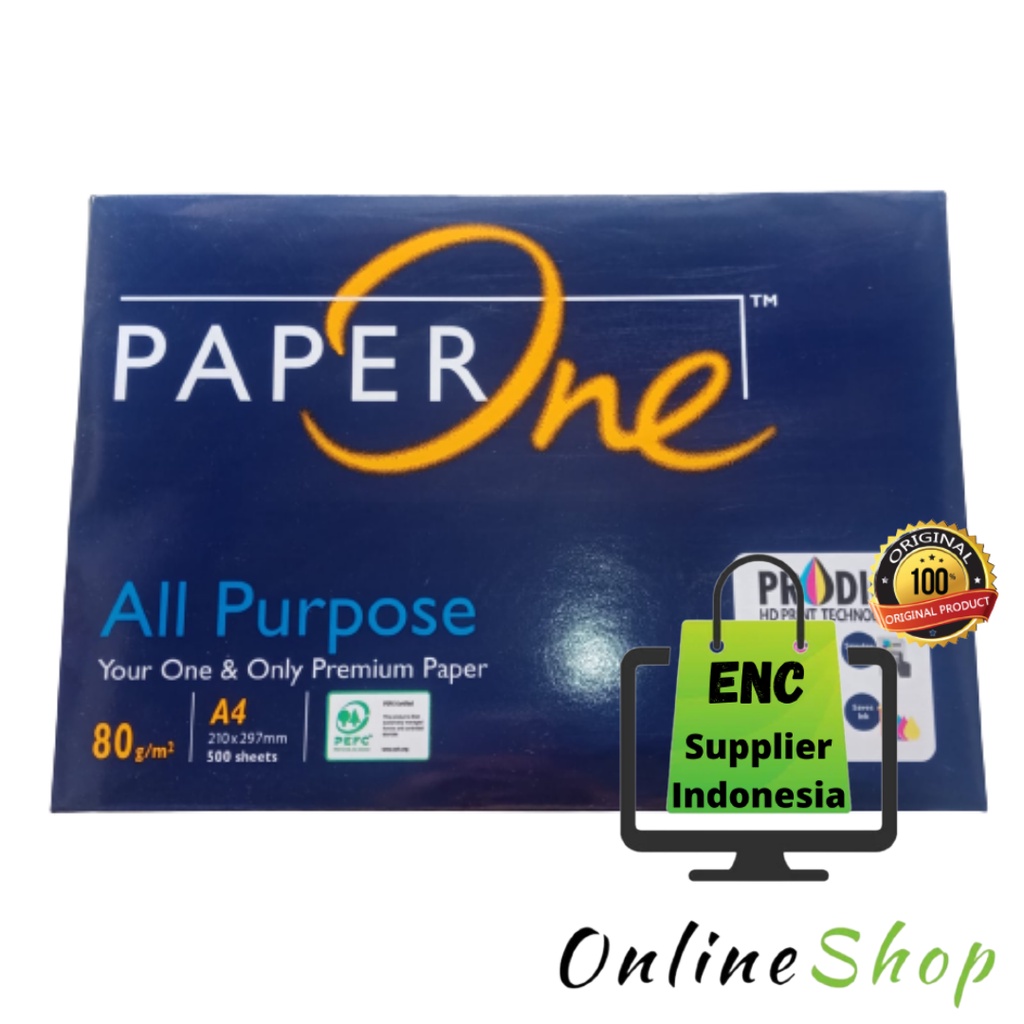 po a4 80gr 500 lembar kertas hvs 80 gram paper one print fotokopi paperone per rim - enc.sup