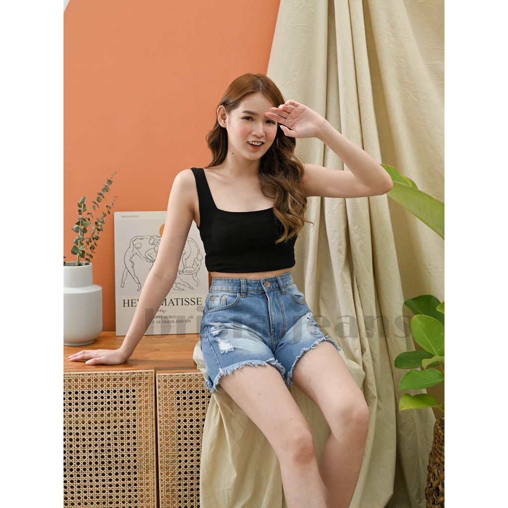 [SIZE 27-34] RUBY Hotpants Jeans Ripped - Light Blue / Celana Pendek Jeans Highwaist Hotpants