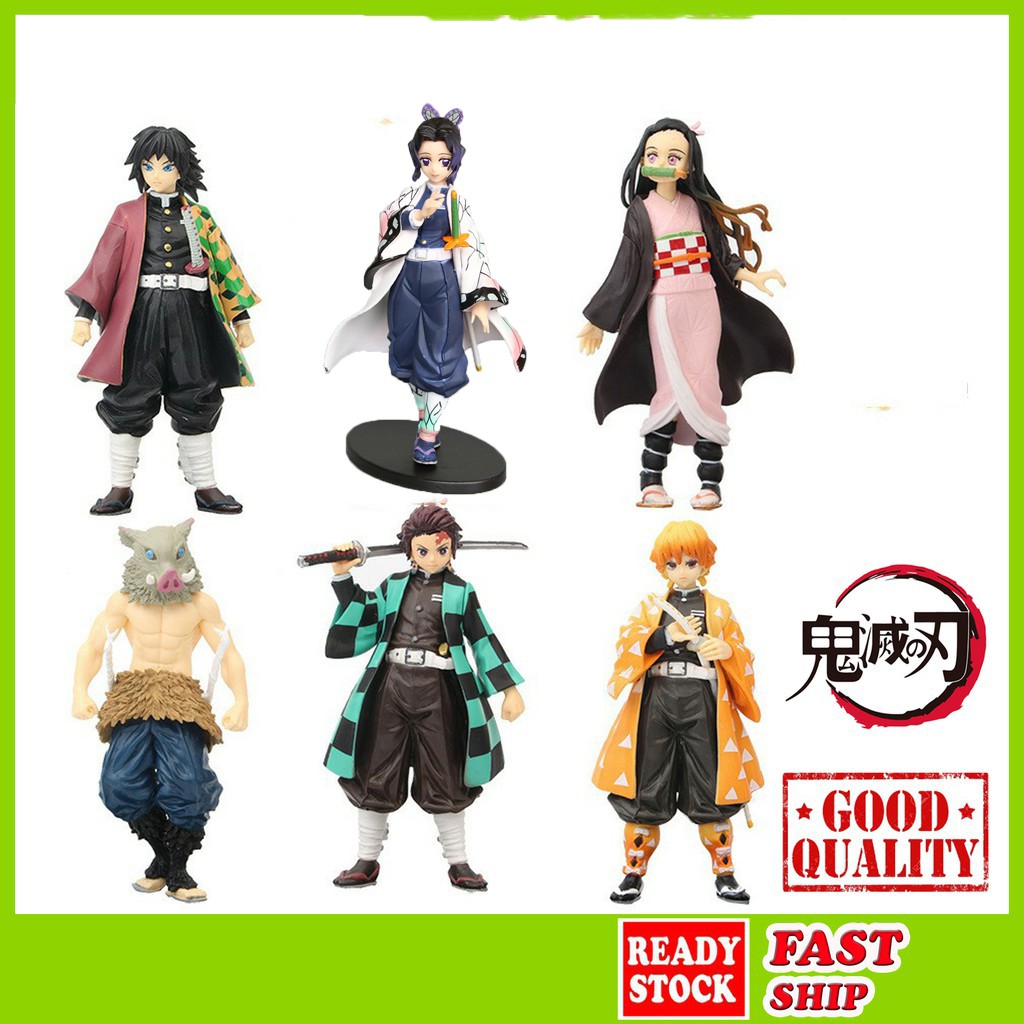 Action Figure Anime Demon Slaye Kimetsu Zenitsu Agatsuma Nezuko Tanjirou Hashibira Bahan Pvc