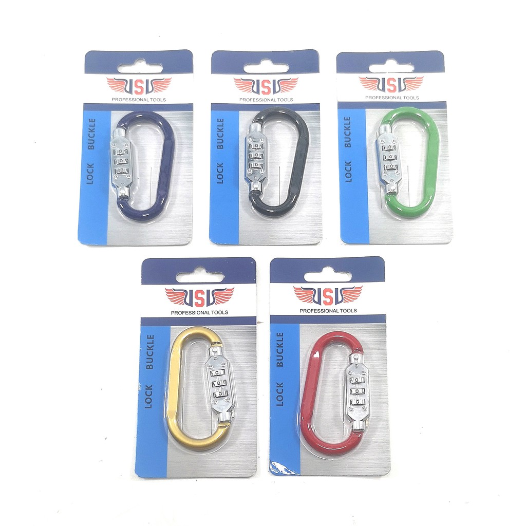 VSV Carabiner 3digit number lock Zinc Alloy Gantungan Kunci Buckle