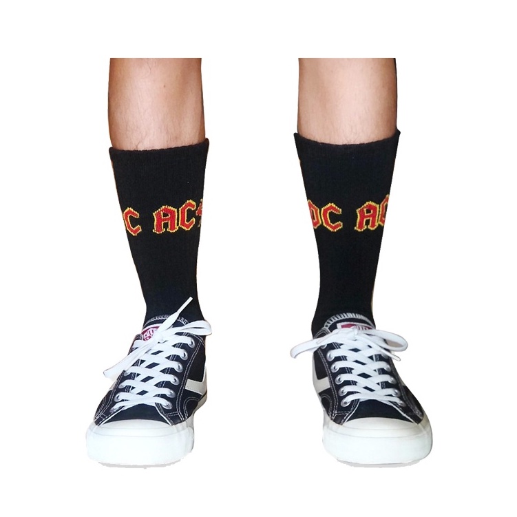 Kaos Kaki Band ACDC Socks Kaus Kaki Skate Old School Sekolah Gaul Keren Motif