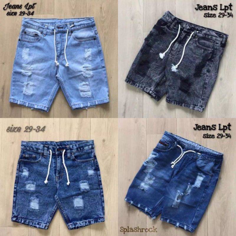 CELANA PENDEK JEANS SOBEK TALI KOLOR RAWIS/CELANA DISTRO PRIA RAWIS DISTRO