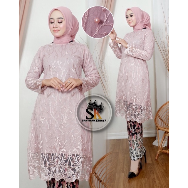 Stelan Kebaya Tunik Rok Batik Wisuda Modern Wanita Dress Kondangan Terbaru Outfit Pesta By Santiank Kebaya