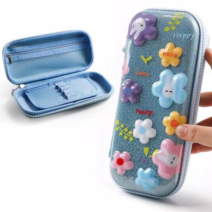 

(BISA COD) pencil case 3D eva hardcase smiggle look alike kotak pensil anak - B flower