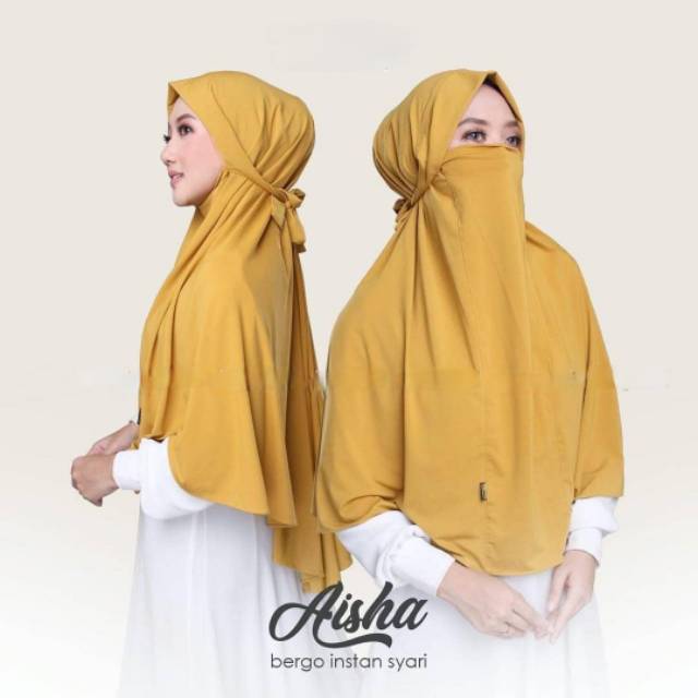 French Khimar Aisha Hijab Jilbab Cadar Masker Terbaru Kerudung Niqab Bergo Instan Tali