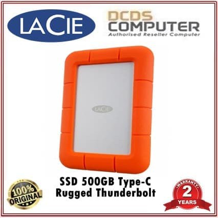 JOM0290 LACIE SSD 500GB Rugged Thunderbolt USB-C Portable SSD