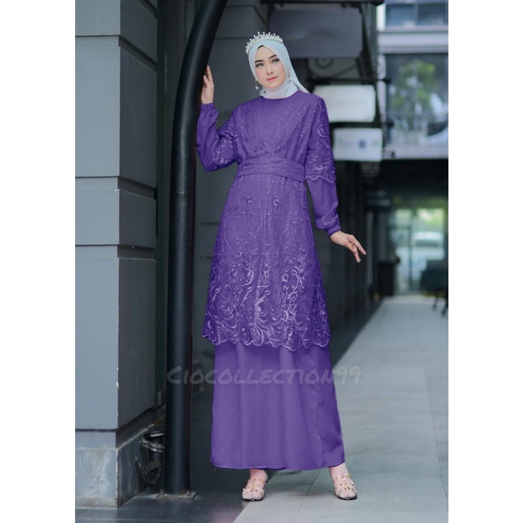 [ NEW ] Alveena Dress Kondangan Dress Bridesmaid Gamis Brukat Pesta Mewah Elegan Kondangan Gamis Outer Gamis Blezer Gamis Set