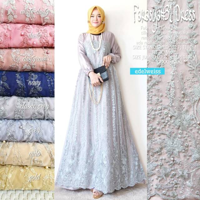 Farasya Dress #30 Tile Brukat Gamis Pesta Resepsi Akad Gamis Kondangan Super Jumbo xxxl Ld 130cm Gamis Brukat BigSize xxxl Gamis Lebaran Terbaru Dress Muslimah Gaun Pesta Gamis Seragam Pernikahan Outfit Bridesmaid Gamis Pengajian Warna Putih