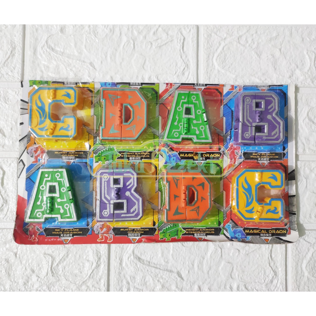 Mainan robot huruf / robot abjad berubah menjadi robot hewan dan dinosaurus DEFORMATION BEAST