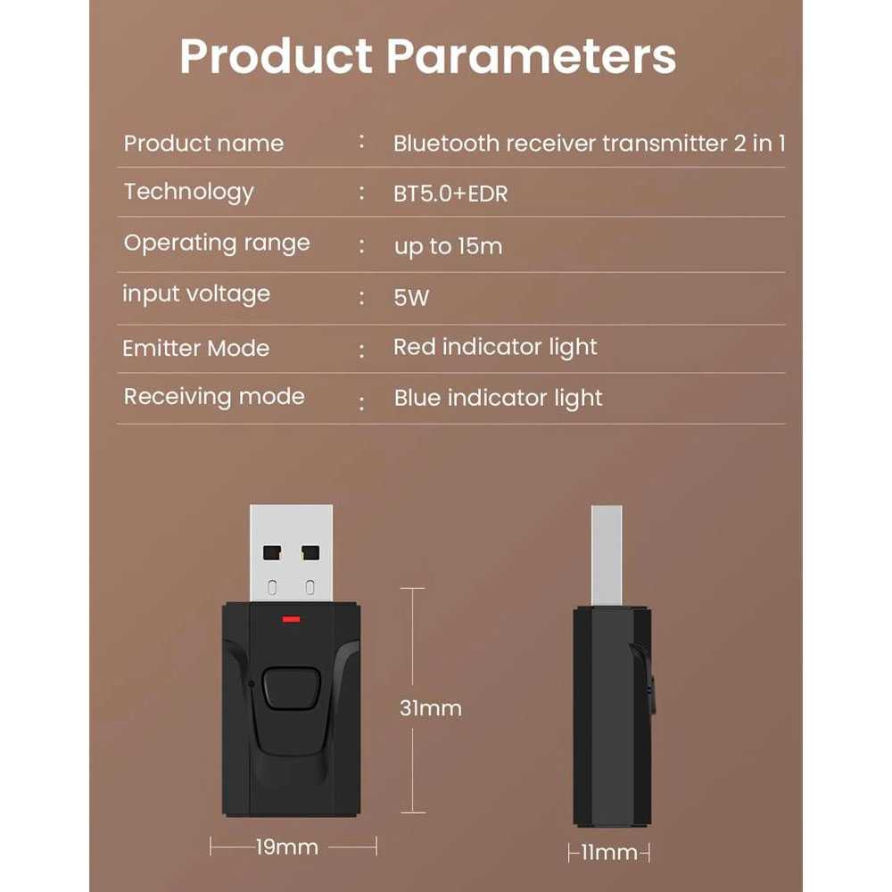 Robotsky USB Audio Bluetooth 5.0 Receiver Transmitter Adapter - BT2105