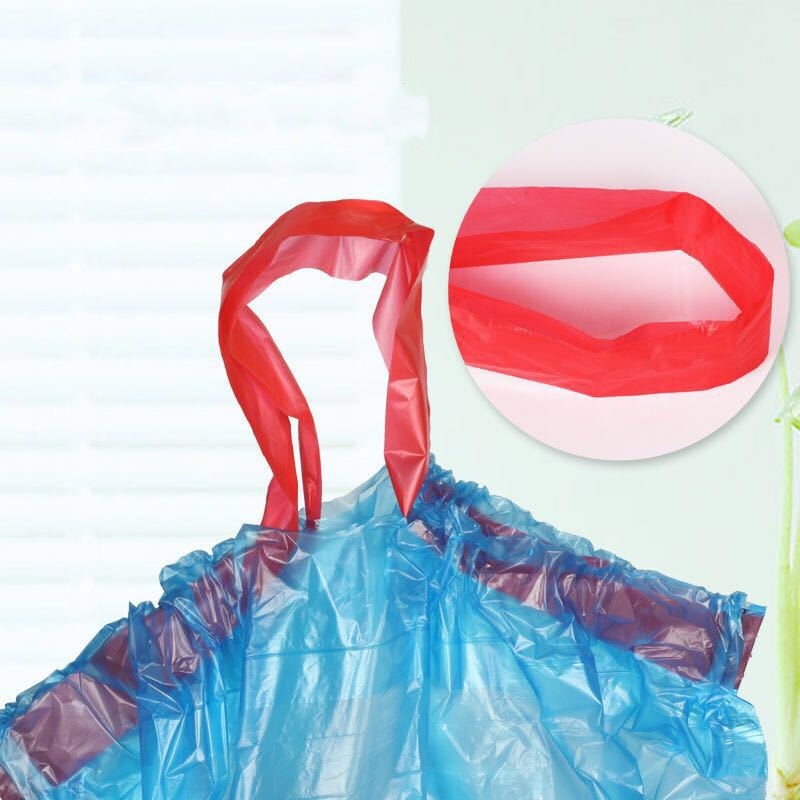 15Pcs/Roll Portable Drawstring Trash Bags / Household Disposable Plastic Garbage Bag / Drawstring Handles Rubbish Bag