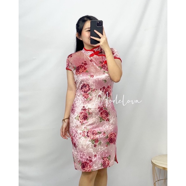 MDLV ~ 0990 CNY Mulan Cheongsam Dress Women Cheongsam Dress Premium Dress Sincia Dress Imlek Dress Velvet Premium Dress Velvet Import Fashion Import