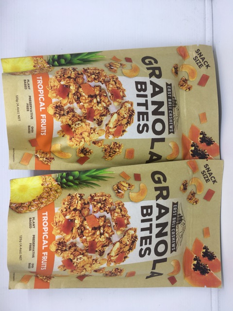 East Bali Cashew Granola Bites Tropical Fruits 125 gram