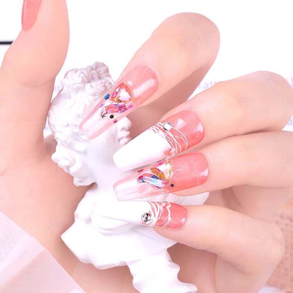 Mxbeauty Aurora Nail Art Rhinestones Wanita Jepang Cinta Hati Berbentuk Tidak Teratur Segitiga Hiasan Kuku 3D Perhiasan Kuku