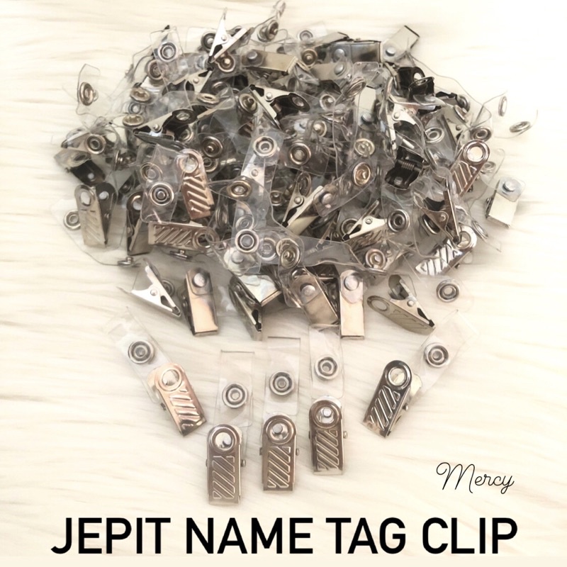 

100 Pc - Jepit Keplek Name tag Convention Botton & Clip ID Jepitan Besi Card Case