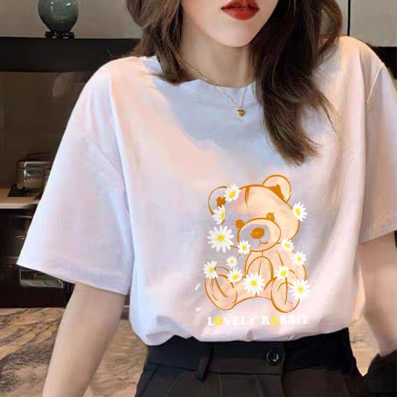 THISTLE - Oversize Tee Tshirt Wanita Model Longgar Motif Bear Lovely