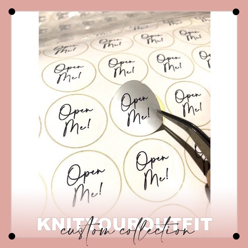 

sticker open me cromo / sticker logo olshop / sticker cromo segel / sticker packing