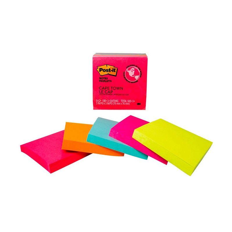 

POST-IT 3M Stick Note 654-5PK 3"x3" Capetown Colors