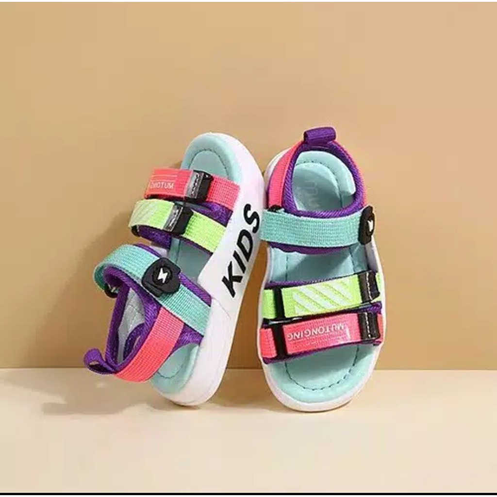 Sandal Sepatu Miller Sandal Fashion Sandal Anak Import (UNGU HIJAU)