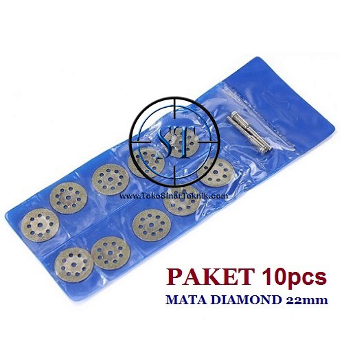 1 Set 10 Pcs Mata Diamond 22mm Cutting Disc Gerinda Potong Mini Grinder Drill Gerinda Bor Listrik Plus Mandrel Shank Batang As