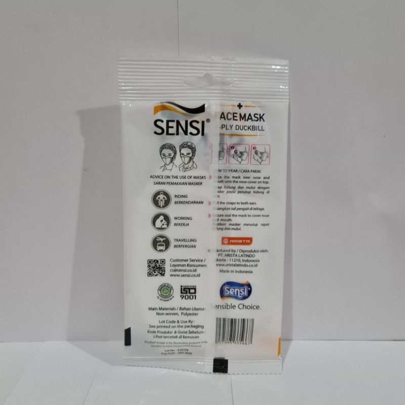 Masker SENSI Duckbill 3 Ply isi 3 Pcs