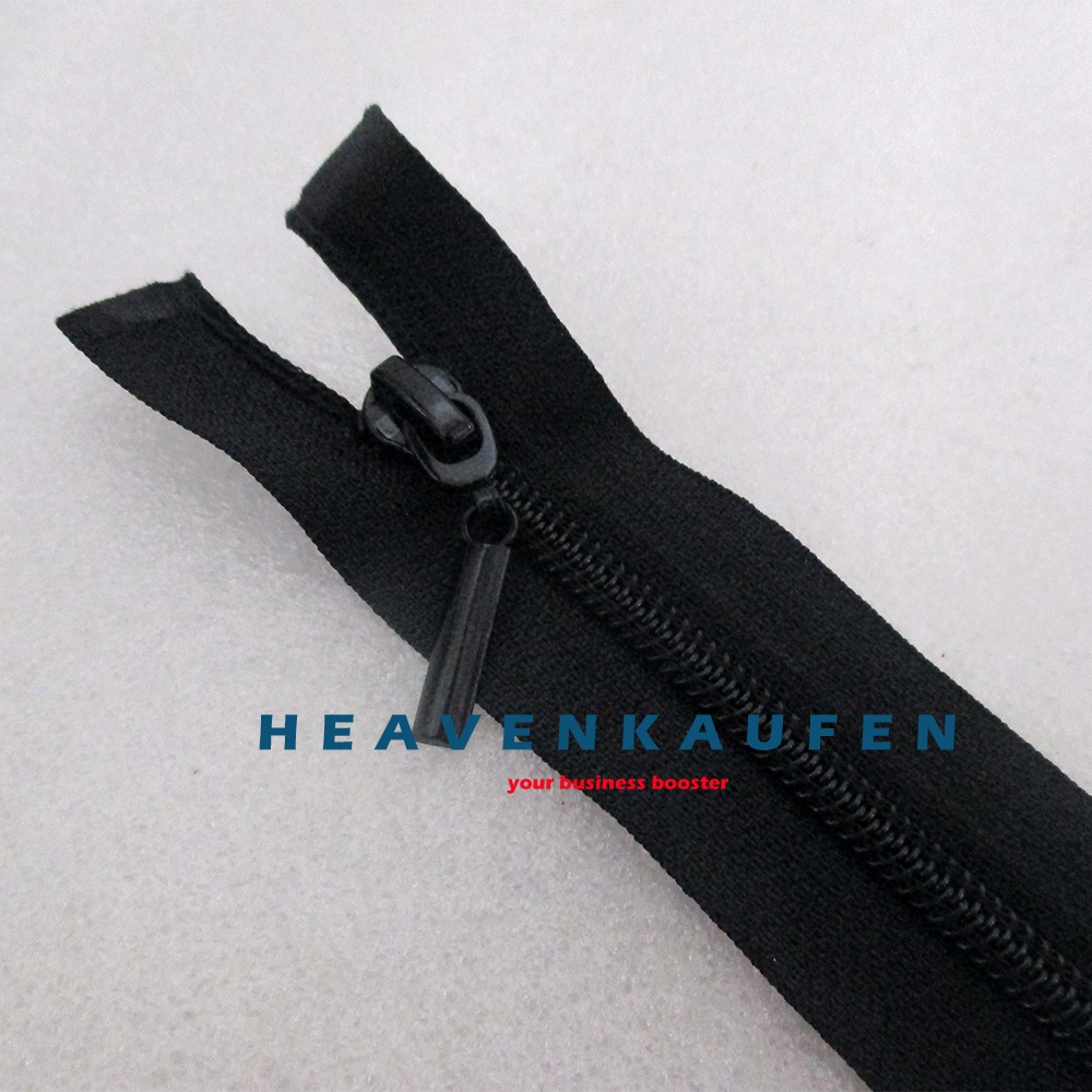 Resleting Zipper Panjang 120 cm Type Gigi Coil Gigi Halus Set Open - End / Buka - Lepas Hitam