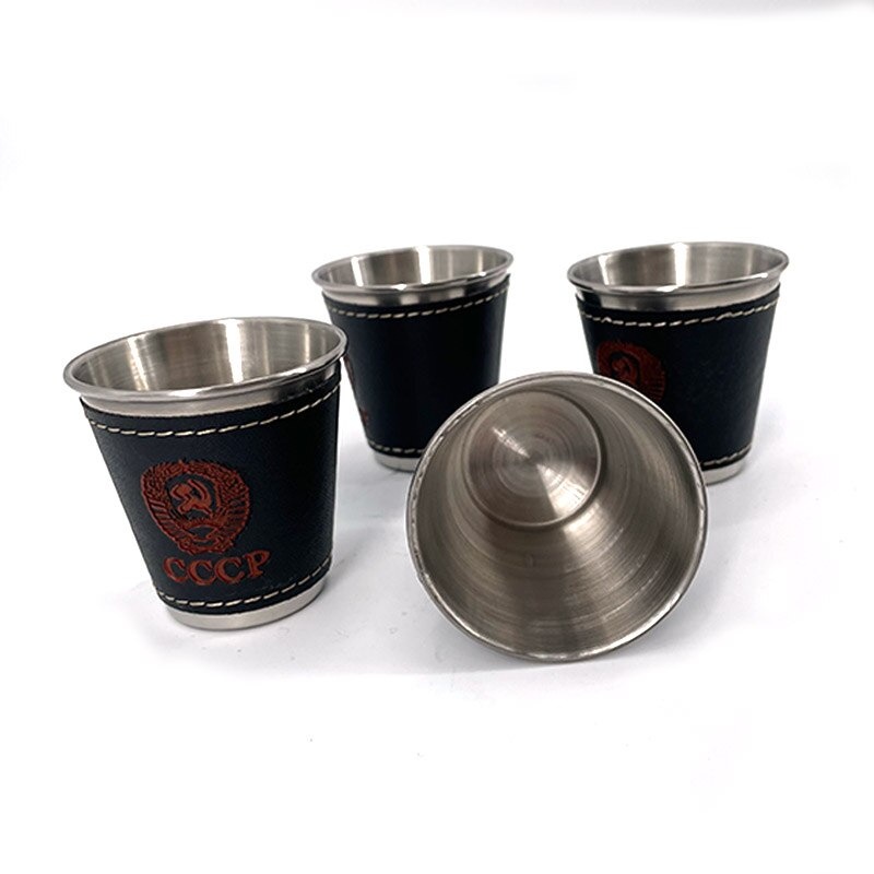 Gelas Outdoor Camping Travel Mug Stainless Steel 70ml 4PCS - MCY-66 - Black