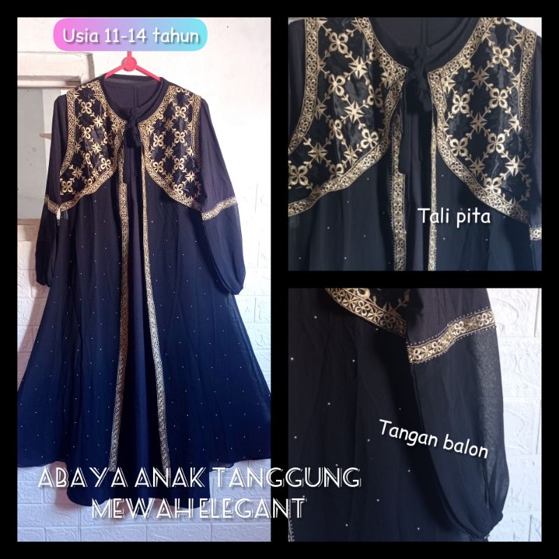 [Khamymshop] Gamis Anak Perempuan Tanggung 11-14 tahun || Abaya Rompi Tali Bordir Modern tangan balo