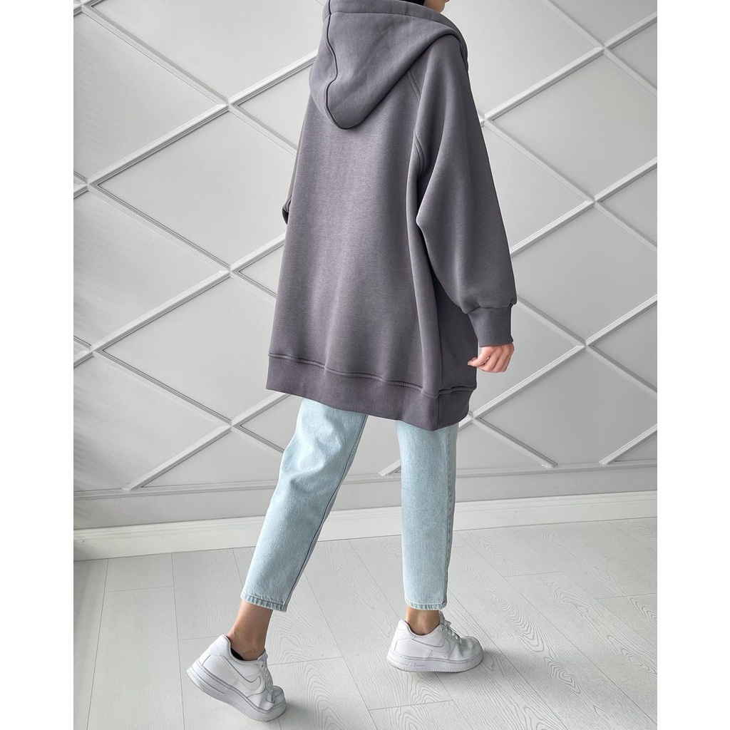 HOODIE SWEATER WANITA - PLAKET HOODIE SWEATER OVERSIZE - SWEATER KOREA STYLE